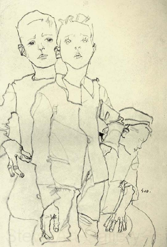 Egon Schiele Three Street Urchins